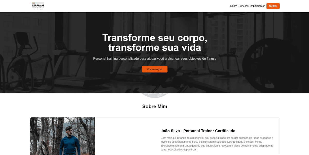 Site Transformando seu corpo